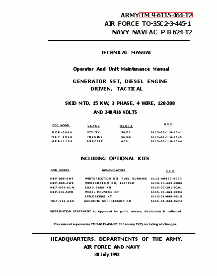 TM 9-6115-464-12 Technical Manual